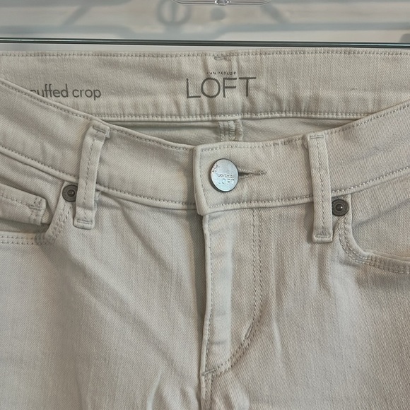 LOFT Women's Straight Leg Modern Cuffed Crop Cream Jeans 24/00 - Picture 5 of 8